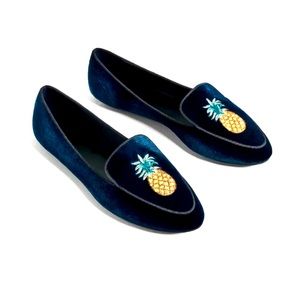 ZARA Pineapple Flat Loafers Velvet 38